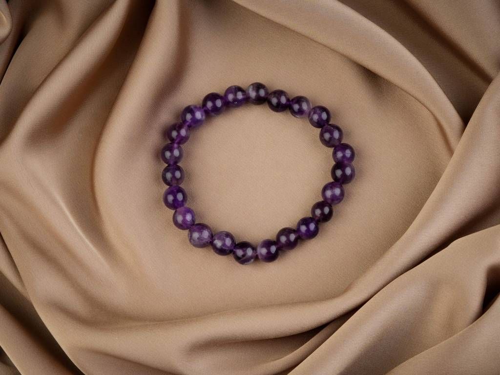 Natural Amethyst Crystal Healing Bracelet - Rudraksham0mNatural Amethyst Crystal Healing BraceletRudraksham0m