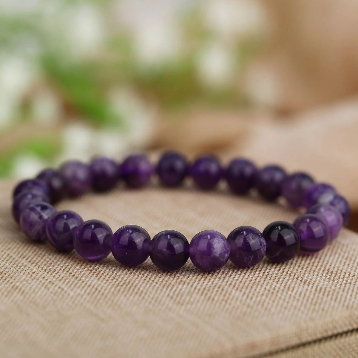 Natural Amethyst Crystal Healing Bracelet - Rudraksham0mNatural Amethyst Crystal Healing BraceletRudraksham0m