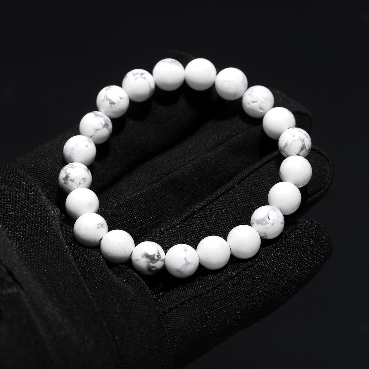 Natural Howlite Crystal Calming & Sleep Bracelet - Rudraksham0mNatural Howlite Crystal Calming & Sleep BraceletRudraksham0m