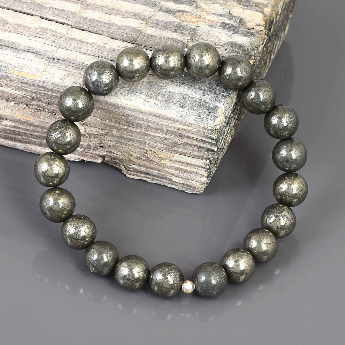 Natural Pyrite Crystal Wealth & Protection Bracelet - Rudraksham0mNatural Pyrite Crystal Wealth & Protection BraceletRudraksham0m