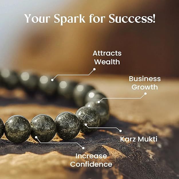 Natural Pyrite Crystal Wealth & Protection Bracelet - Rudraksham0mNatural Pyrite Crystal Wealth & Protection BraceletRudraksham0m